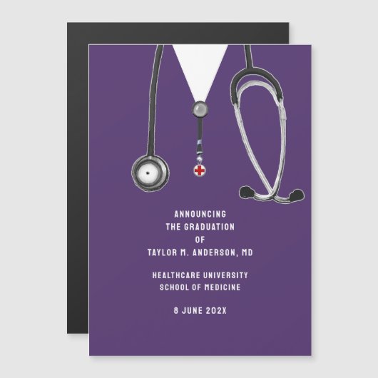 医学校卒業発表 マグネット招待状 (正面/裏面)