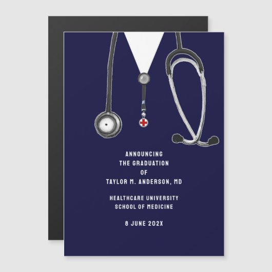 医学校卒業発表 マグネット招待状 (正面/裏面)