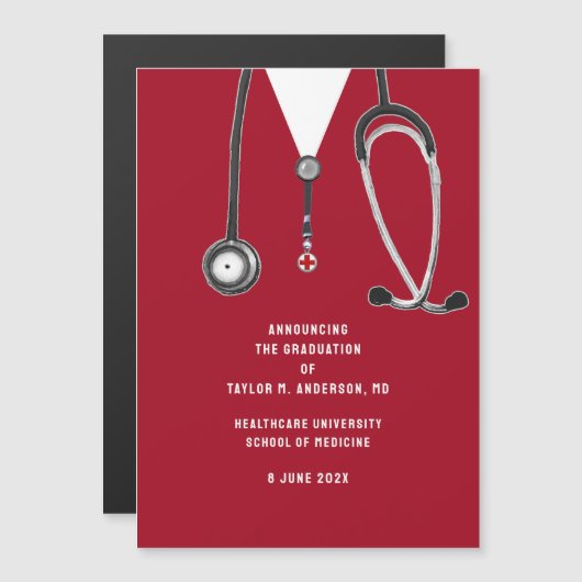 医学校卒業発表 マグネット招待状 (正面/裏面)