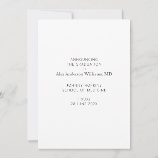 医学校卒業発表 案内状 (裏面)