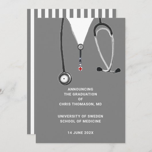 医学校卒業発表 案内状 (正面/裏面)