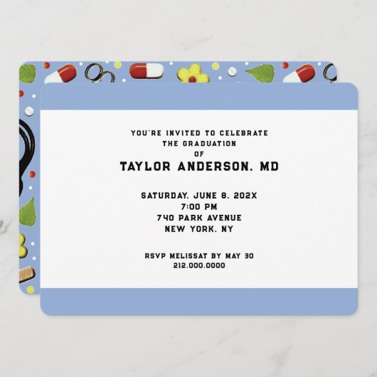 医学校卒業 招待状 (正面/裏面)
