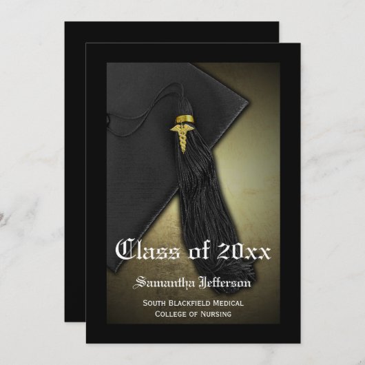 医学校又は看護学校卒業の発表 招待状 (正面/裏面)