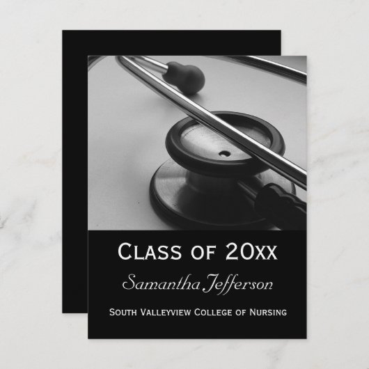 医学校又は看護学校卒業の発表 招待状 (正面/裏面)