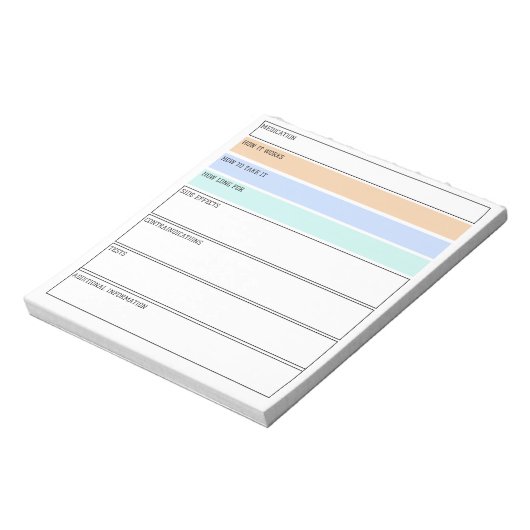 医学生のための編集可能な薬物要約 ノートパッド (回転)