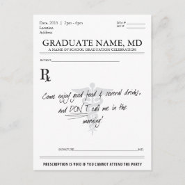医学生の卒業用処方パッド招待状 インビテーションポストカード