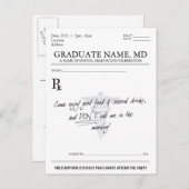 医学生の卒業用処方パッド招待状 インビテーションポストカード (正面/裏面)