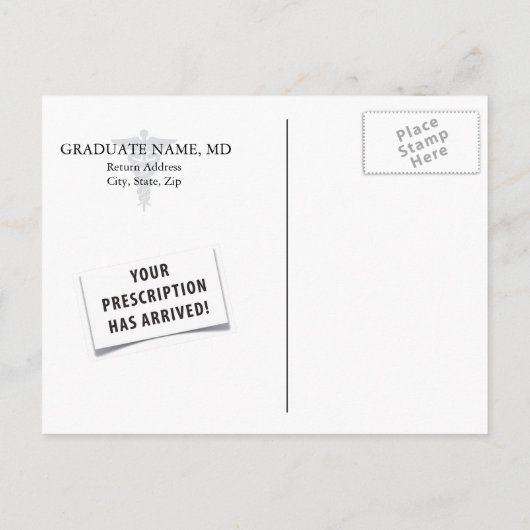 医学生の卒業用処方パッド招待状 インビテーションポストカード (裏面)