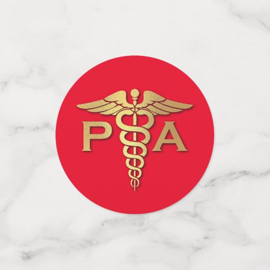 医学生助手 PA 卒業 赤 ゴールド コンフェッティ (スモール正面)