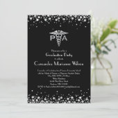 医学生助手PA卒業ブラックシルバー 招待状 (スタンド正面)
