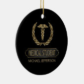 医学生👨 ⚕️ – 黒と金ゴールド セラミックオーナメント (右)