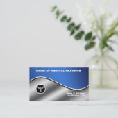医学病院の青い銀シックなカドゥセウススタイリッシュ 名刺 (スタンド正面)