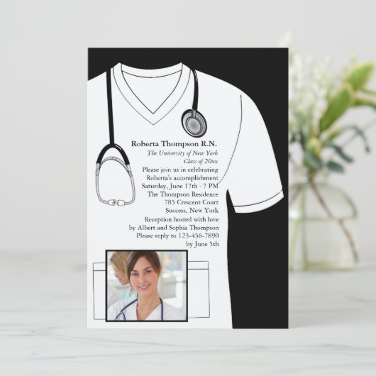 医学白い写真の卒業の招待状をごしごし洗います 招待状 (スタンド正面)