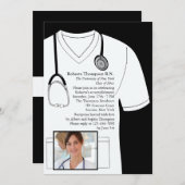 医学白い写真の卒業の招待状をごしごし洗います 招待状 (正面/裏面)