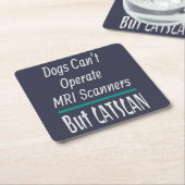 医学的なジョーク犬と猫のパパのジョークおもしろい スクエアペーパーコースター (アングル)