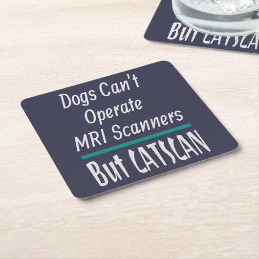 医学的なジョーク犬と猫のパパのジョークおもしろい スクエアペーパーコースター (アングル)