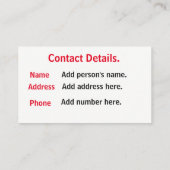 医学的な緊急事態カード 名刺 (裏面)