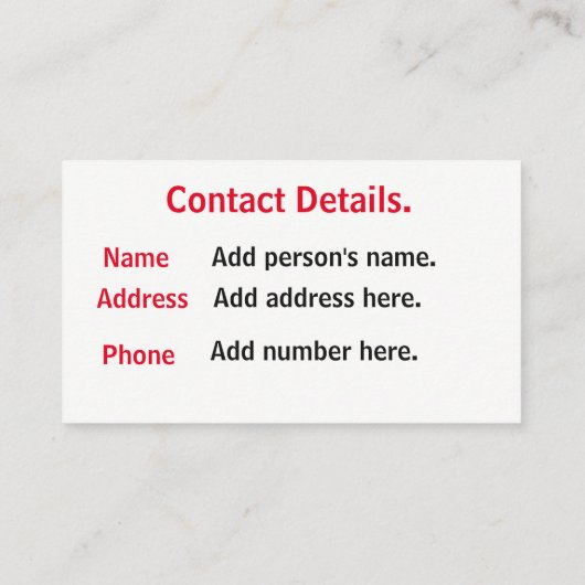 医学的な緊急事態カード 名刺 (裏面)