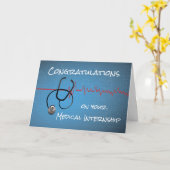 医学的インターンシップおめでとうございます、聴診器 カード (黄色い花)