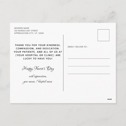 医学的パーソナライズされたにかわいい看護ドッグナースの日 シーズンポストカード (裏面)