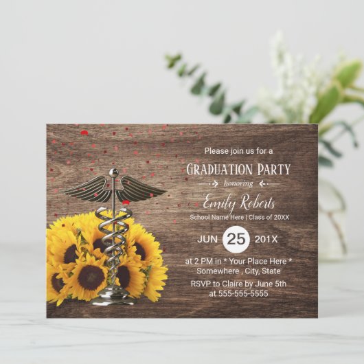 医学看護学校ひまわり素朴の卒業 招待状 (スタンド正面)