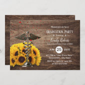 医学看護学校ひまわり素朴の卒業 招待状 (正面/裏面)