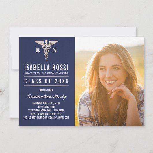 医学看護学校卒業式の招待状 招待状 (正面)