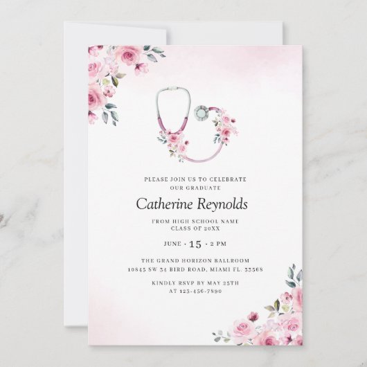 医学看護学校卒業 招待状 (正面)