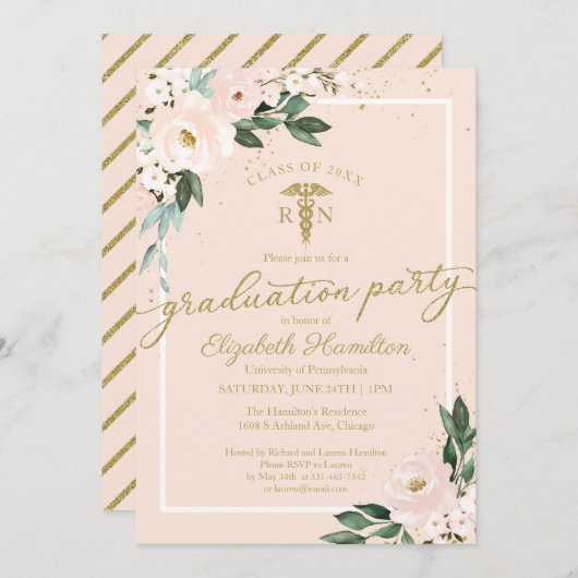 医学看護学校大学院パーティーピンクフローラ 招待状 (正面/裏面)