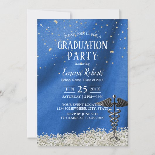 医学看護学校海軍ブルー卒業 招待状 (正面)