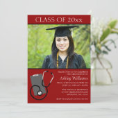 医学看護学校 赤い写真 卒業 招待状 (スタンド正面)