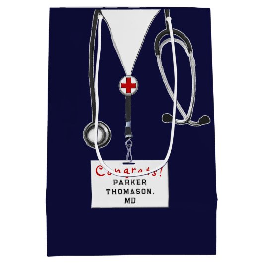 医学部の卒業 ミディアムペーパーバッグ (裏面)