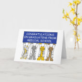 医学部卒業おめでとう可愛い猫たち カード (黄色い花)