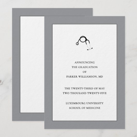 医学部卒業のお知らせ 招待状 (正面/裏面)