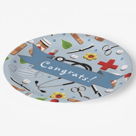 医学部卒業紙プレート ペーパープレート (アングル)