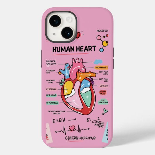 医学部生向けハートの解剖学ドゥードル Case-Mate iPhoneケース (裏面)
