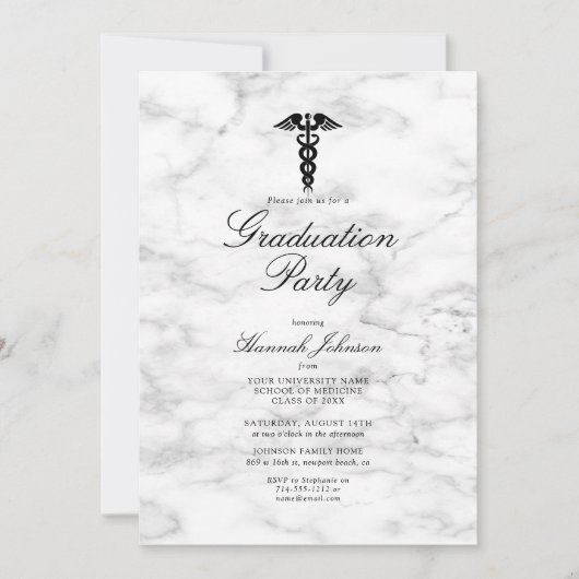 医学部白大理石写真卒業 招待状 (正面)