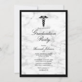 医学部白黒大理石写真卒業 招待状 (正面)