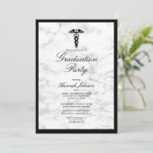 医学部白黒大理石写真卒業 招待状 (スタンド正面)