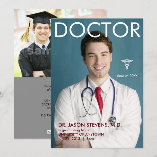 医学雑誌カバー卒業発表 招待状 (正面/裏面)