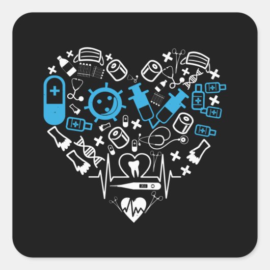 医学 – 医療機器からのハート スクエアシール (正面)