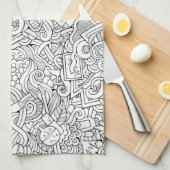 医学B&Wパターン キッチンタオル (四つ折り)