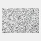 医学B&Wパターン キッチンタオル (横)