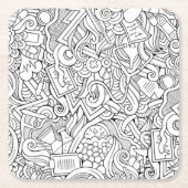 医学B&Wパターン スクエアペーパーコースター (正面)