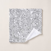 医学B&Wパターン バスタオルセット (ウォッシュタオル)