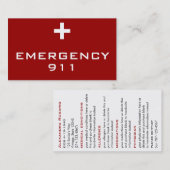 医学IDの緊急時カード 名刺 (正面/裏面)