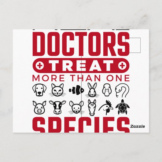 医実在師は複数の種類の獣医を治療する ポストカード (裏面)