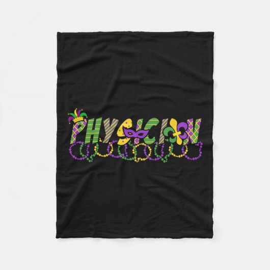 医師おもしろいマルディグラスシャツフェスティバルパーティーMa フリースブランケット (正面)