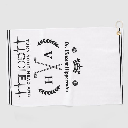 医師おもしろい名パーソナライズされたモノグラム ゴルフタオル (横)