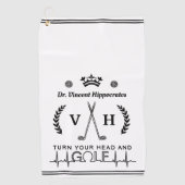 医師おもしろい名パーソナライズされたモノグラム ゴルフタオル (正面)